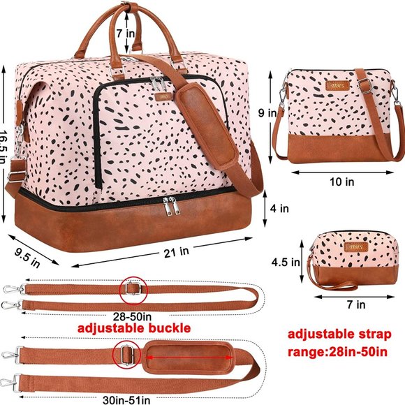 Women's Large Striped Canvas Overnight Bag 3 PCS - Picture 2 of 3